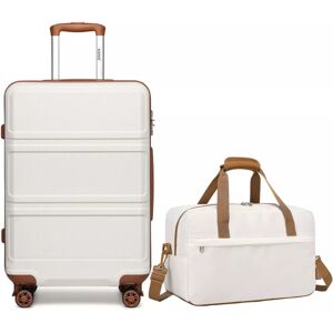 Unbranded (Cream, 20inch+travel bag) 2PCS Travel Set Small Hard Shell ABS Suitcase Cabin H Unbranded (Cream, 20inch+travel bag) 2PCS Travel Set Small Hard Shell ABS Suitcase Cabin H