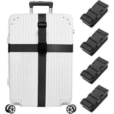 Unbranded Black Luggage Straps Set of 4, Sturdy Adjustable Suitcase Straps, Travel Baggage Unbranded Black Luggage Straps Set of 4, Sturdy Adjustable Suitcase Straps, Travel Baggage