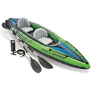 Intex Challenger K2 Kayak 2 Person Inflatable Kayak Set with Aluminum Oars and H Intex Challenger K2 Kayak 2 Person Inflatable Kayak Set with Aluminum Oars and H