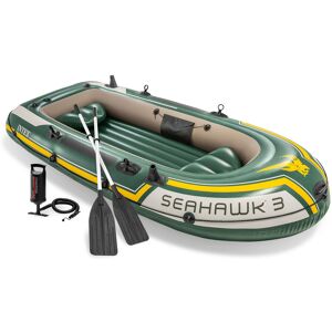 Intex Seahawk 3 Person Heavy Duty Inflatable Rafting and Fishing Boat Set with 2 Intex Seahawk 3 Person Heavy Duty Inflatable Rafting and Fishing Boat Set with 2