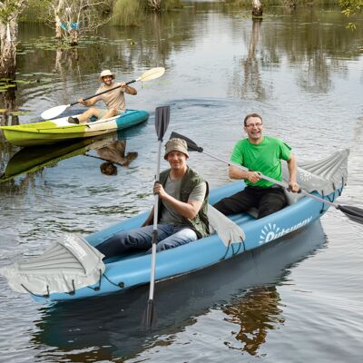 Outsunny Inflatable Kayak Two-Person Inflatable Boat w/ Air Pump, Blue Outsunny Inflatable Kayak Two-Person Inflatable Boat w/ Air Pump, Blue
