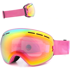 GreenZech (Frame Pink) Ski Goggles Double Layers UV400 Anti-Fog Big Mask Glasses for Skiin GreenZech (Frame Pink) Ski Goggles Double Layers UV400 Anti-Fog Big Mask Glasses for Skiin
