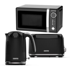 (Black) Geepas Kettle, 2Slice Bread Toaster & MicrowaveSet (Black) Geepas Kettle, 2Slice Bread Toaster & MicrowaveSet