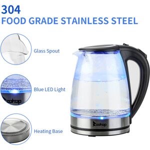 Unbranded 1.8L 2000W Electric Kettle Glass 360 Blue LED Illuminated Portable Fast Boil Jug Unbranded 1.8L 2000W Electric Kettle Glass 360 Blue LED Illuminated Portable Fast Boil Jug