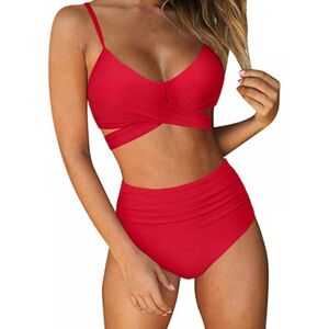 OBMEIFU (L, Red) Swimsuits for Women Two Piece Bathing Suits Bra Top with High Waisted B OBMEIFU (L, Red) Swimsuits for Women Two Piece Bathing Suits Bra Top with High Waisted B