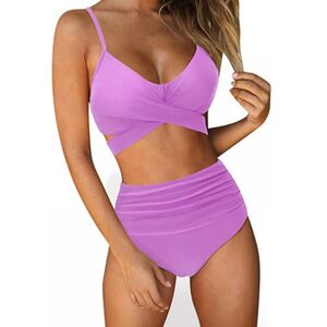 OBMEIFU (L, Light Purple) Swimsuits for Women Two Piece Bathing Suits Bra Top with High OBMEIFU (L, Light Purple) Swimsuits for Women Two Piece Bathing Suits Bra Top with High