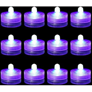 GOPatriot Memory Waterproof Pool Tea Lights Shower LED Lights Mini LED Lights (12-Pack, Purple) GOPatriot Memory Waterproof Pool Tea Lights Shower LED Lights Mini LED Lights (12-Pack, Purple)