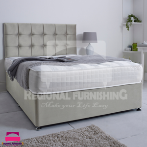 Bsspoke (Superking-6ft (With 4 Drawers), Silver Plush) DIVAN BED SET PLUSH VELVET 26" CU Bsspoke (Superking-6ft (With 4 Drawers), Silver Plush) DIVAN BED SET PLUSH VELVET 26" CU