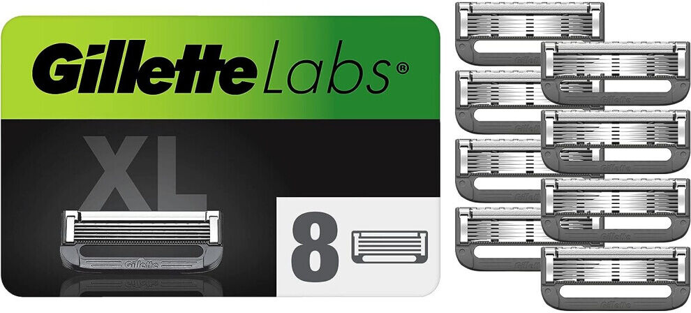 Gillette Labs with Exfoliating Bar and Heated Razor Blades, 8 Refills