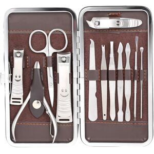 Abody 12-Piece Manicure & Pedicure Kit with Leather Case - Brown Professional Abody 12-Piece Manicure & Pedicure Kit with Leather Case - Brown Professional