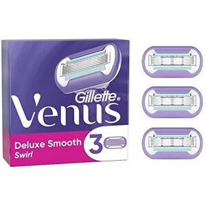 Gillette Venus Deluxe Smooth Swirl Razor Blades Women, Pack of 3 Razor Blade Refills, Lub Gillette Venus Deluxe Smooth Swirl Razor Blades Women, Pack of 3 Razor Blade Refills, Lub