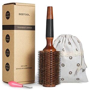 BESTOOL Round Brush for Blow Drying, Boar Bristle Round Hair Brush with Wooden B BESTOOL Round Brush for Blow Drying, Boar Bristle Round Hair Brush with Wooden B