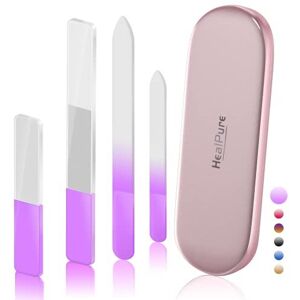 HealPure Glass Nail File and Shiner – 4PC Double Sided Etched Crystal Nail Buffer Files a HealPure Glass Nail File and Shiner – 4PC Double Sided Etched Crystal Nail Buffer Files a