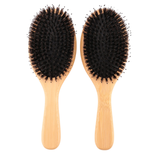 Jojomino 2 Pcs Brush Boar Bristle Hair Brush with Nylon Pins Bamboo Paddle Detangler Brus Jojomino 2 Pcs Brush Boar Bristle Hair Brush with Nylon Pins Bamboo Paddle Detangler Brus