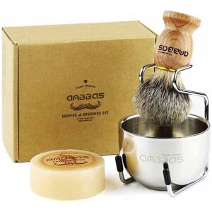 Anbbas Shaving Set, 4pcs Badger Hair Shaving Brush Wood Handle and Stainless Steel Shav Anbbas Shaving Set, 4pcs Badger Hair Shaving Brush Wood Handle and Stainless Steel Shav