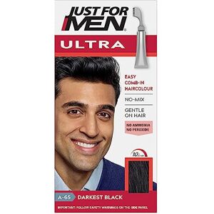Just for Men Ultra Darkest Black Hair Colour Dye, No Mix Comb-In Applicator to C Just for Men Ultra Darkest Black Hair Colour Dye, No Mix Comb-In Applicator to C