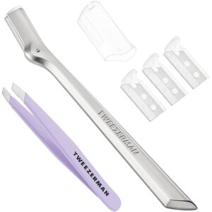 Tweezerman Exclusive Eyebrow Razor & Lavender Mini Slant Tweezer Set Tweezerman Exclusive Eyebrow Razor & Lavender Mini Slant Tweezer Set