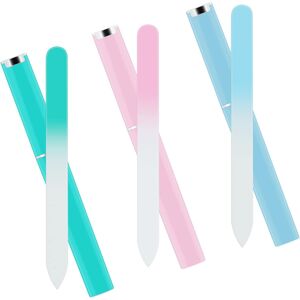 LIFEASY 3 Pack Professional Premium Glass Nail Files With Case Multicolor Crystal Nail F LIFEASY 3 Pack Professional Premium Glass Nail Files With Case Multicolor Crystal Nail F