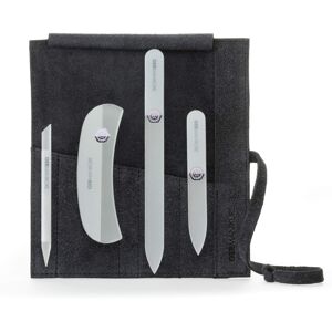 GERMANIKURE Crystal Glass Nail File Set in Black Suede Case - Handmade in Czech GERMANIKURE Crystal Glass Nail File Set in Black Suede Case - Handmade in Czech