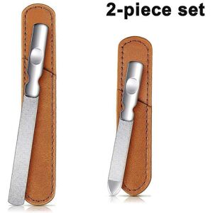 FURTALK (As show, One size) 2PCS Stainless Steel Nail Files with Leather Case, Double Si FURTALK (As show, One size) 2PCS Stainless Steel Nail Files with Leather Case, Double Si