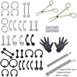 Unbranded (As show, One size) Piercing Kit Professional Body Piercing Kit Steel Piercing N Unbranded (As show, One size) Piercing Kit Professional Body Piercing Kit Steel Piercing N
