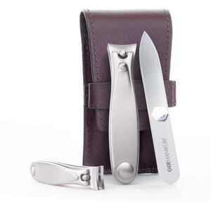 GERMANIKURE Nail clippers and Glass Nail File Set in Dark Purple Leather Case - GERMANIKURE Nail clippers and Glass Nail File Set in Dark Purple Leather Case -