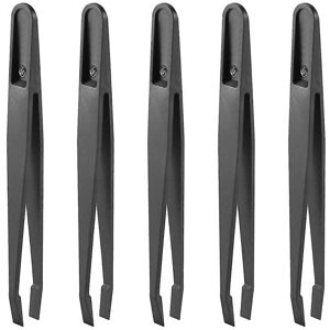 Unbranded For 5 Pcs Manual Tool Plastic Flat Tip Antistatic Tweezer 12cm Long Black Unbranded For 5 Pcs Manual Tool Plastic Flat Tip Antistatic Tweezer 12cm Long Black