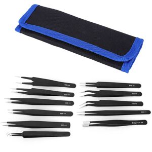 Unbranded 11Pcs Accuracy Tweezers Canvas Bag Set Stainless Unbranded 11Pcs Accuracy Tweezers Canvas Bag Set Stainless