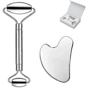 Unbranded Stainless Steel Gua Sha Set and Facial Massage Roller for Face, Eyes and Neck, P Unbranded Stainless Steel Gua Sha Set and Facial Massage Roller for Face, Eyes and Neck, P