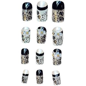 Unbranded 24Pcs Lace False Nail Stickers Removable Fake Nail Tips for Manicure Decoration Unbranded 24Pcs Lace False Nail Stickers Removable Fake Nail Tips for Manicure Decoration