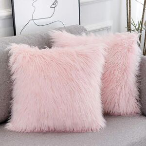 konhill (As show, One size) Set of 2 Pink Fluffy Pillow Covers New Luxury Series Merino konhill (As show, One size) Set of 2 Pink Fluffy Pillow Covers New Luxury Series Merino