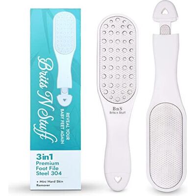 BRITS N STUFF 3-in-1 Pedicure Foot File for Hard Skin Professional - Anti-Rust S BRITS N STUFF 3-in-1 Pedicure Foot File for Hard Skin Professional - Anti-Rust S