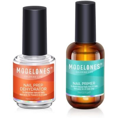 Modelones Professional Gel Nail Polish Primer, 2Pcs 15ml Acid Free Natural Nail Modelones Professional Gel Nail Polish Primer, 2Pcs 15ml Acid Free Natural Nail