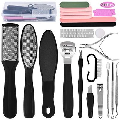 whpawh Foot File Pedicure Set, 30 in 1 Foot Files Foot Care Scrubber Kit Hard Skin Remo whpawh Foot File Pedicure Set, 30 in 1 Foot Files Foot Care Scrubber Kit Hard Skin Remo