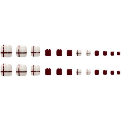konhill (As show, One size) 24pcs Burgundy Check Wear Long Paragraph Fashion Manicure Pa konhill (As show, One size) 24pcs Burgundy Check Wear Long Paragraph Fashion Manicure Pa