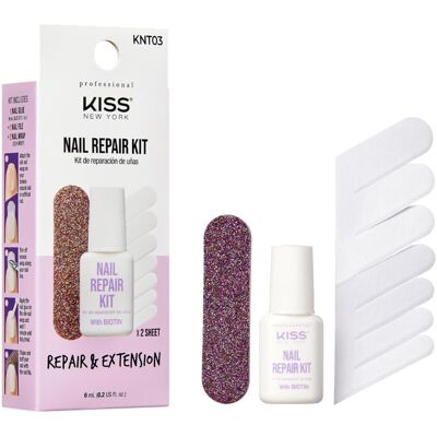 Kiss New York Nail Repair Kit for Damaged Nails - Biotin-Infused Glue, File & 2 Kiss New York Nail Repair Kit for Damaged Nails - Biotin-Infused Glue, File & 2