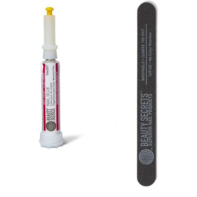 SECRETS DE BEAUT Beauty Secrets Drip & Clog Proof Nail Glue (1 Pack) Bundled with Black Coarse 10 SECRETS DE BEAUT Beauty Secrets Drip & Clog Proof Nail Glue (1 Pack) Bundled with Black Coarse 10