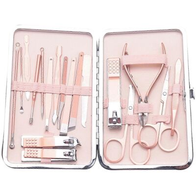 Unbranded 18 Pcs Rose Gold Stainless Steel Nail Art Tools Kit, Nail Clippers, Ear Trimmers Unbranded 18 Pcs Rose Gold Stainless Steel Nail Art Tools Kit, Nail Clippers, Ear Trimmers