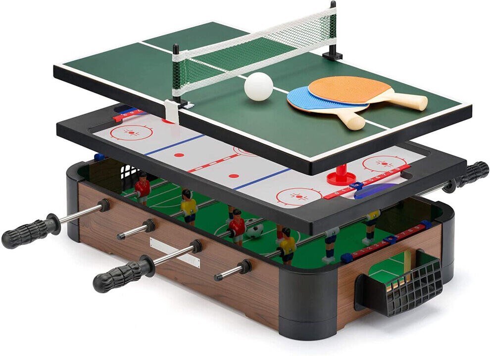 Power Play TY6155 Powerplay 3 in 1 Top Games, Mini Football, Hockey and Table Te