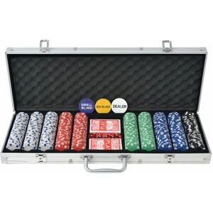 vidaXL Poker Set with 500 Chips - Aluminium Case - Card & Dice Game vidaXL Poker Set with 500 Chips - Aluminium Case - Card & Dice Game
