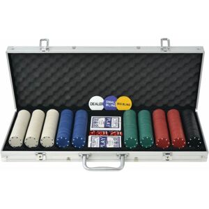 vidaXL Poker Set with 500 Chips Aluminium Playing Card Game Case Casino Dice vidaXL Poker Set with 500 Chips Aluminium Playing Card Game Case Casino Dice