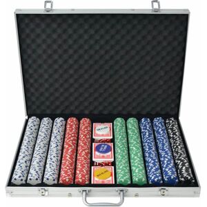 vidaXL Poker Set with 1000 Chips Aluminium Playing Card Game Case Casino Dice vidaXL Poker Set with 1000 Chips Aluminium Playing Card Game Case Casino Dice