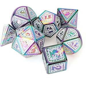 GreenZech () Beutiful Color Metal Polyhedral Dice Multi-side Set For DND RPG MTG Role Play GreenZech () Beutiful Color Metal Polyhedral Dice Multi-side Set For DND RPG MTG Role Play