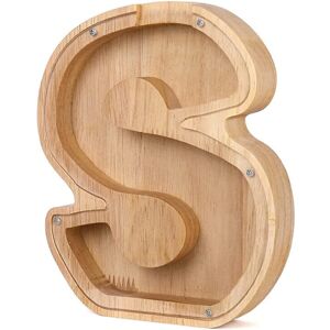 SKESRJTOP (S) Twenty-six Letter Wooden Piggy Bank Coin Money Solid Wood Saving Box Coins S SKESRJTOP (S) Twenty-six Letter Wooden Piggy Bank Coin Money Solid Wood Saving Box Coins S