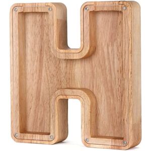SKESRJTOP (H) Twenty-six Letter Wooden Piggy Bank Coin Money Solid Wood Saving Box Coins S SKESRJTOP (H) Twenty-six Letter Wooden Piggy Bank Coin Money Solid Wood Saving Box Coins S