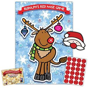 fun stickers Rudolph Red Nose Christmas Family Party Game Pin the Nose for Kids Children Adul fun stickers Rudolph Red Nose Christmas Family Party Game Pin the Nose for Kids Children Adul