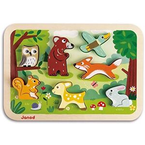 Janod Chunky Stand Up Puzzle - 7 Piece Colorful Wooden Forest Animal Themed Jigs Janod Chunky Stand Up Puzzle - 7 Piece Colorful Wooden Forest Animal Themed Jigs