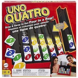 Mattel Games UNO Quatro Game with Colored Tiles & Plastic Game Grid for Adult, F Mattel Games UNO Quatro Game with Colored Tiles & Plastic Game Grid for Adult, F