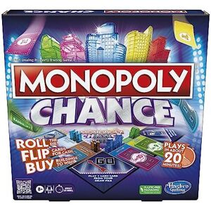 Hasbro Monopoly Chance Board Game, Fast-Paced Monopoly Family Game for 2-4 Players, 20 Hasbro Monopoly Chance Board Game, Fast-Paced Monopoly Family Game for 2-4 Players, 20
