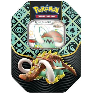 Pokémon Scarlet & Violet—Paldean Fates Tin – Great Tusk ex (1 Foil Promo Card & 4 Booste Pokémon Scarlet & Violet—Paldean Fates Tin – Great Tusk ex (1 Foil Promo Card & 4 Booste